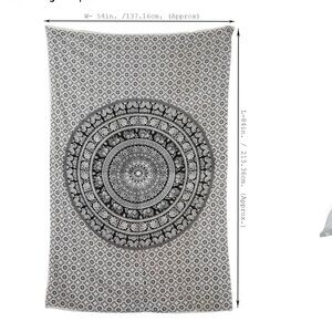 Used black and white elephant mandala tapestry